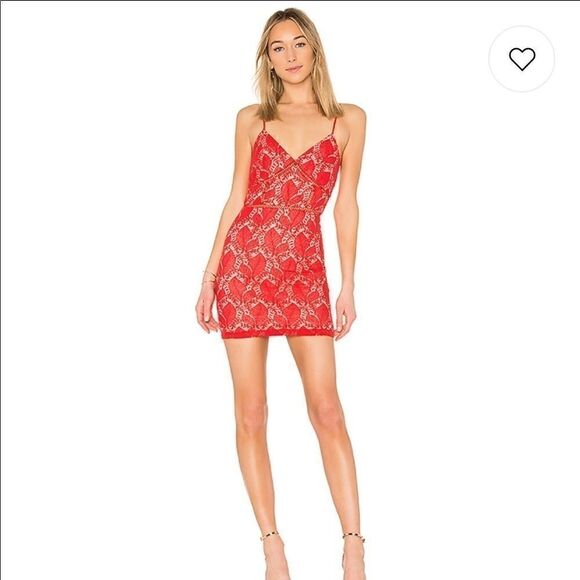 NWOT Red Lace Mini Dress Revolve - Picture 1 of 4
